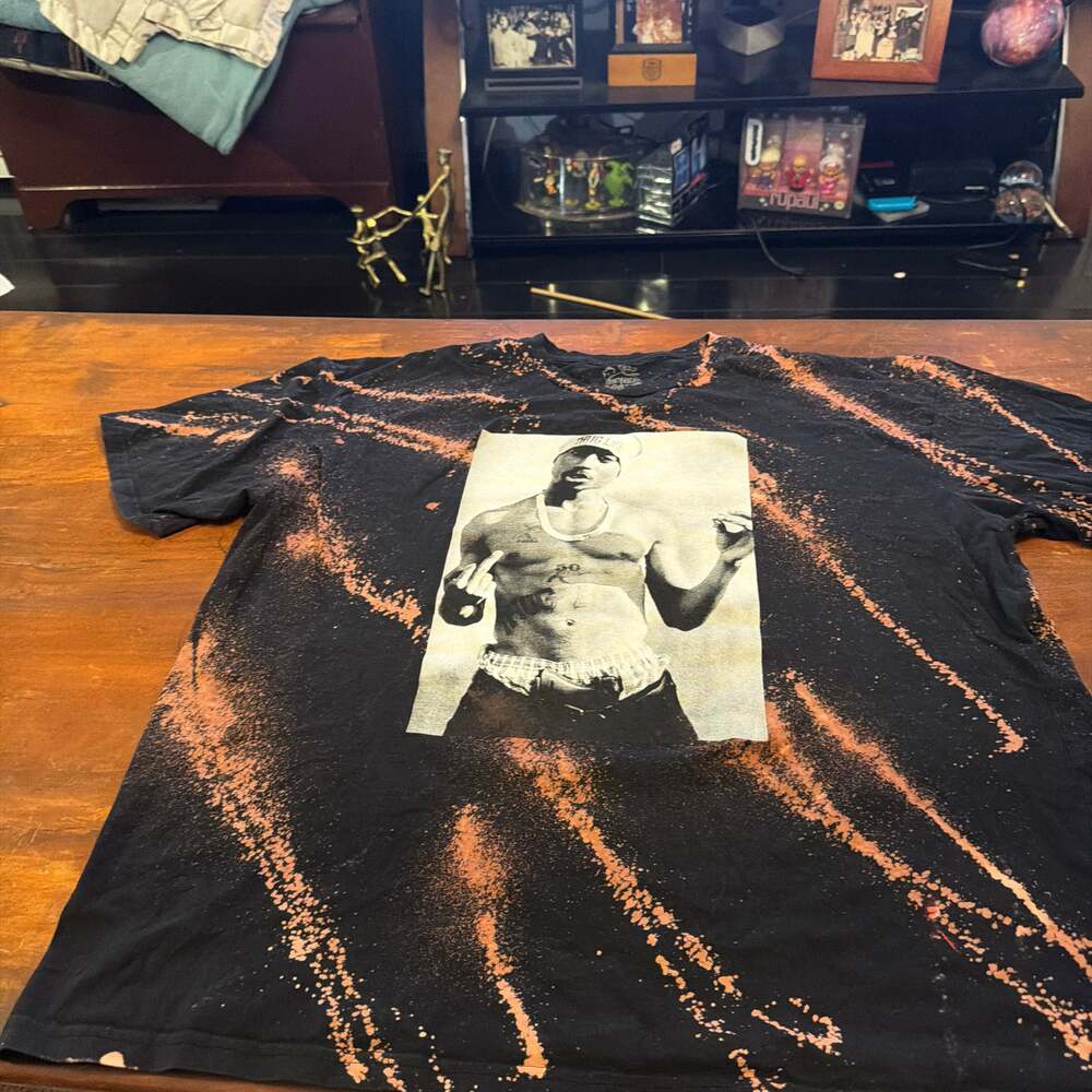 Custom Bleached Tupac Shakur Graphic T-Shirt